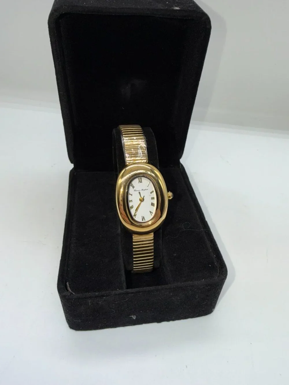 Heaven Mayhem Gold Tone Oval Watch Like New Working